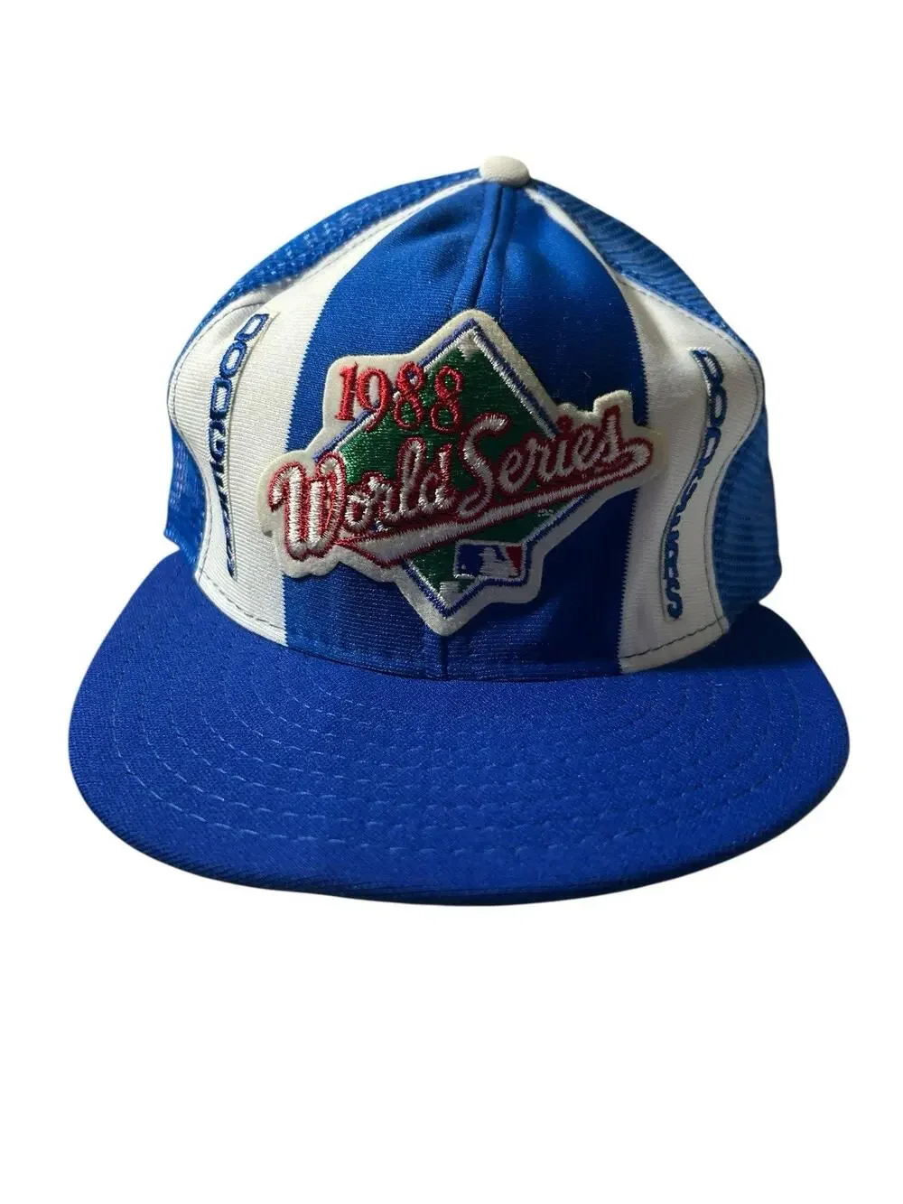 Vintage 1988 World Series LA Dodgers Hat Snapback Blue Mesh Champions READ FLAW